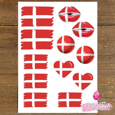GetGlitterBaby® Plak Tattoos Voetbal / Tijdelijke Tattoo Sticker / Nep Tatoeage / Gezicht en Lichaam Schmink Versiering - Denemarken / Deense Vlag / Denmark