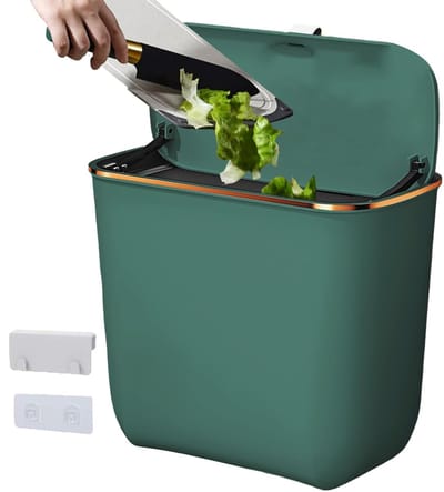 Afvalbak - Wandbak Prullenbak - Ruimte Besparen - Veelzijdige Montage - 7 Liter - Groen