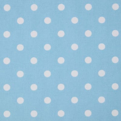 Homescapes Blauwe katoenen stof met witte stippen - Verkocht per meter, 150 cm breed