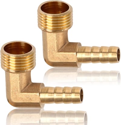 Set van 2 Messing Hoekverbindingen 90° voor Tuinslangen, 3/8 Inch Draad naar 10mm Koppeling, Geschikt voor Drinkwater en Sanitair Accessoires