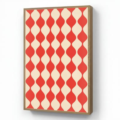 Wandlamp 60x90 cm - Oplaadbaar - Golvend patroon - Retro - Rood - Beige - Wandlampen binnen woonkamer - Slaapkamer lamp - Decoratieve nachtlamp - Vloerlamp draadloos