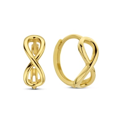 New Bling 9NBG-0759 Gouden Oorringen - Oorbellen - Infinity - 14 Karaat - 12mm Doorsnee - 5mm Breed - Scharnier - Goud