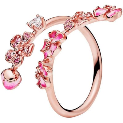 925 Sterling Zilveren Ring Vlinder Infinity Stenen Perzikbloesem Logo Stapelbare Drievoudige Band Ring Voor Vrouwen Cadeau Mode Sieraden 7 beige