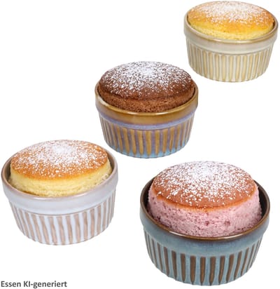 4-delige set Gustos soufflévormpjes Ø9cm 1x bruin, crème, licht- & donkerblauw van aardewerk – Q51200730