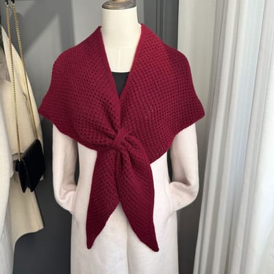 Dames Gebreide Sjaal – Kruissjaal & Omslagdoek – Cape-sjaal in Veststijl voor Herfst & Winter（Bordeaux）