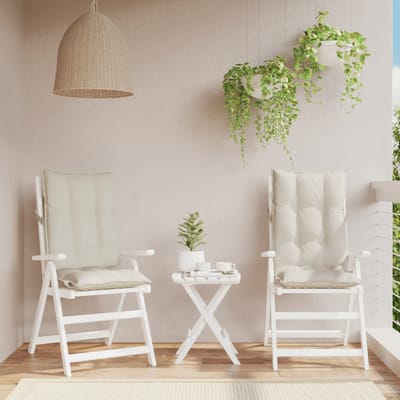 vidaXL - Stoelkussens - 2 - st - hoge - rug - oxford - stof - crèmekleurig