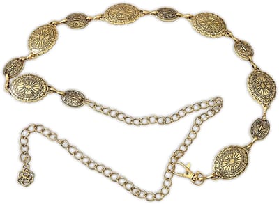 Dailygoods- Kettingriem Antiekgoud - Verstelbare Tailleband - Vintage Legeringsriem - Damesriem - Modieuze Accessoires - Retro-Design