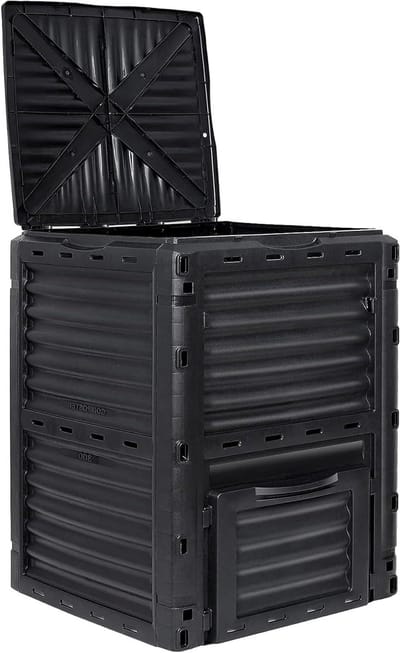 Tuincompostbak - Composteerbak Buiten - Afval Verwerken - Snelle Bodemcreatie - 300 Liter - Zwart