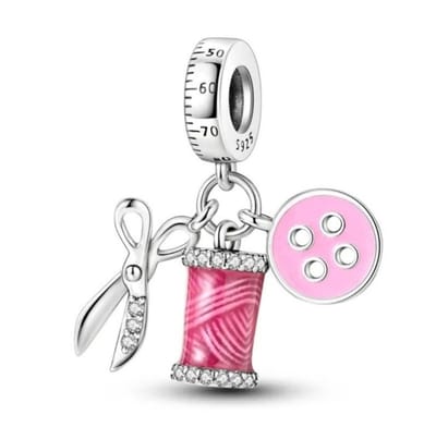Fler® | Bedel | Past op populaire bedelarmbanden (standaard - 3mm) | Naaiwerk Bedel | Hangbedel Charm | 925 sterling zilver | Transparante zirkonia | Roze emaille | Armband Kraal | Valentijnsdag Cadeau | Sinterklaas kado | Kerstcadeau | Verjaardag
