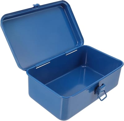 Compacte Metalen Gereedschapskist Organizer - Draagbare Stalen Opbergdoos met Sluiting en Schuin Dak voor Gereedschap en Accessoires