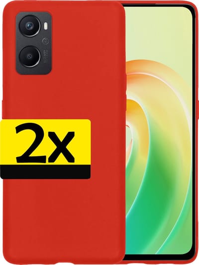 Hoesje - 2 Stuks - Geschikt voor OPPO A76 - Sterk & Shockproof - Case Siliconen - Back Cover - Telefoon Hoes - Telefoonhoesjes - Rood
