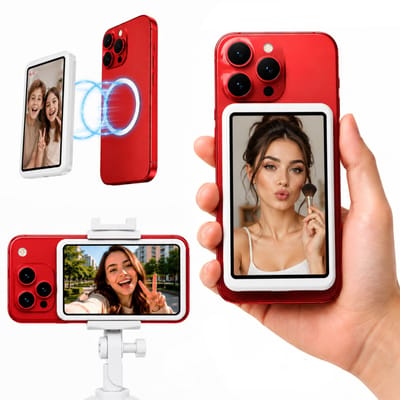 Selfie Monitor voor Telefoon - iPhone & Android - Selfie Scherm - Display - Smartphone Camera Accessoires - Elektronica - Gadgets Mannen / Vrouwen - Incl. USB-C Kabel - Silvergear