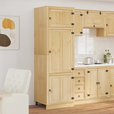 vidaXL - Kast - SKI - HoningBruin - 66 - x - 58 - x - 207 - cm - Massief - grenenhout