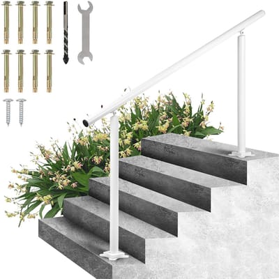 Trapleuningset Aluminium - Buitenleuning Trappen - Veiligheid Ondersteuning - Verstelbare Hoek - 15 meter - Wit
