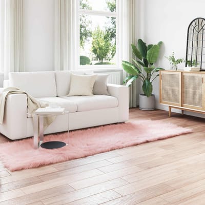vidaXL - Tapijt - van - imitatie - schapenvacht - TAFALLA - Roze - 80 - x - 250 - cm