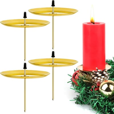 Set van 4 Metalen Kaarsenhouders (7,5 cm) voor Adventskrans en Tafeldecoratie