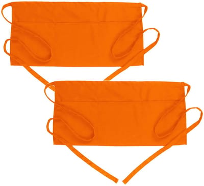 2-stuks tailleschort - Met 3 zakken - Waterdicht polyester materiaal - Oberschort - Unisex - Tailleschort - Lange riem - Geschikt voor thuiskeuken, restaurantober, barman, gastheer, chef-kok, bakker, ambachtsman - Oranje