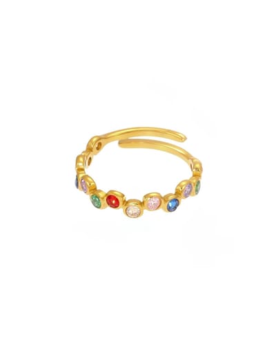 Cliste Couture MULTICOLORED ZIRCON RING - Goud Kleurig - Dames Ring - Vrouwen Cadeau - Dames Sieraden - Verstelbaar