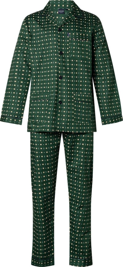 Gentlemen heren pyjama poplin - maat 48 - Blocks & dots - groen