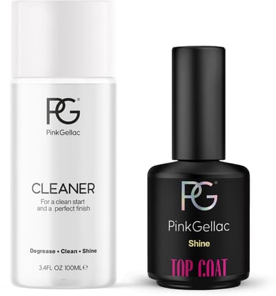Pink Gellac Manicure Set - Essential Voordeelbundel met Nail Cleaner 100ml en Top Coat Shine 15ml - Nagel Onvetter voor voor en na de Manicure - Top Coat Gellak voor een Glanzende Finish - Manicureset voor Thuis