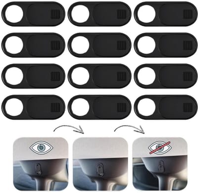 Universeel Webcam Cover - Privacy Schuifje - Set van 12 Auto Dunne Camera Slide Cover - Webcam Slide - Webcam Shutter - Schuif voor Binnencamera en Webcam - voor Mobiele Telefoon en Notebook - 28x11mm - Zwart