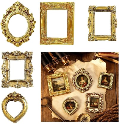 Dailygoods - 10 Stuks Mini Vintage Fotolijsten Goud Barok voor Wanddecoratie en Tafeldecoratie