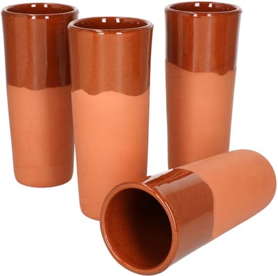 Set van 4 klei mokken 330ml gedeeltelijk geglazuurd - 12968