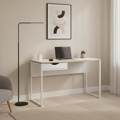 Bureau - Werktafel PC - Thuiswerken Organiseren - Ruimtebesparend Design - 130x48x77 cm - Wit