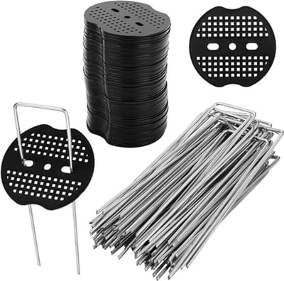 50 U-vormige grondspijkers met 50 spacers - 150 x 40 mm - Ø 2.5 mm voor tuin en groentetuin