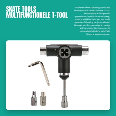 Dailygoods- Skate Gereedschap All-In-One - Multifunctionele T-Tool - Lichtgewicht - Duurzaam - Draagbaar - Geschikt voor Skateboards - Skateboard Tool