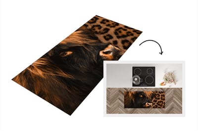 Keukenloper - Loper keuken - Panterprint - Schotse hooglander - Dieren - 120x50 cm - Keukenloper vinyl
