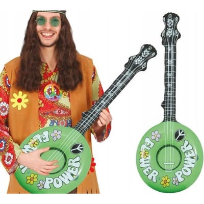 Opblaasbare Gitaar Banjo Ukulele Hippie Flower Power Opblaasbaar Disco 86Cm