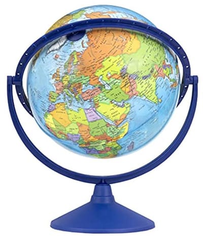 Educatieve Wereldbol 30cm - Engelse Kaart en 360° Draaibaar - Leer & Decoratie