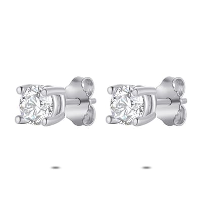 Twice As Nice Oorbellen in zilver, 1 zirkonia, 5 mm