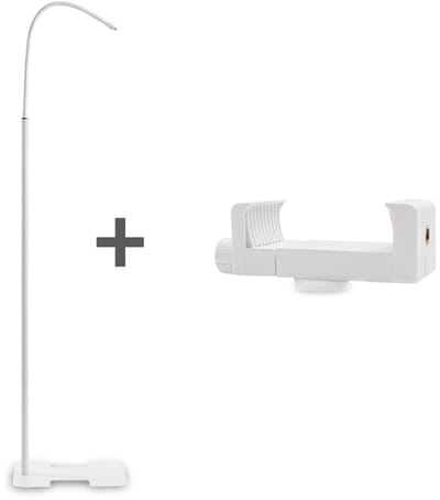 LUVION® Babyfoonhouder met Vloerstandaard - Universele Schroefaansluiting & Universele Cameraklem - Wit