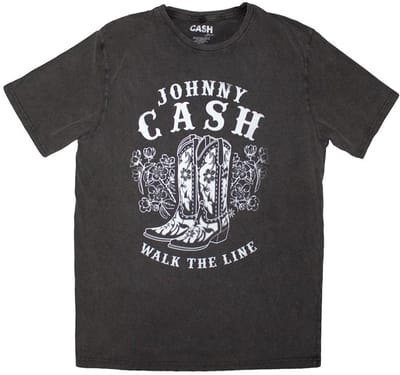 Johnny Cash - Walk The Line Boots Heren T-shirt - L - Grijs