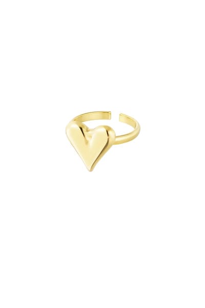 Stainless Steel Hartjes Ring One Size Goudkleurig - Valentijn Cadeautje voor Haar