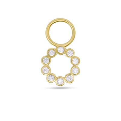 New Bling - 9NBG-O103 - 14K goud – Oorbelhanger - per stuk – Open Bloem – Zirkonia