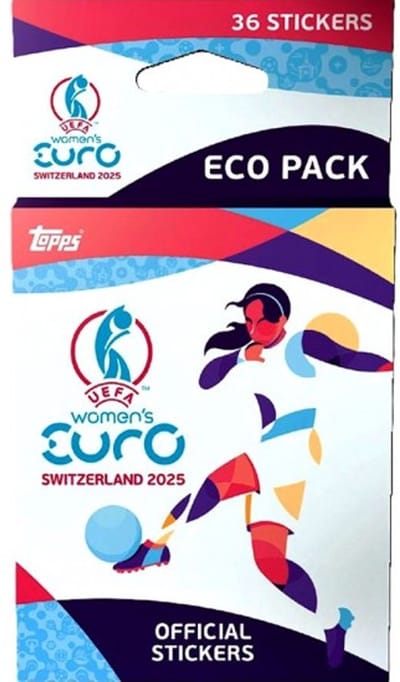 TOPPS UEFA WOMEN'S EURO 2025 ECOPACK 36 STICKERS