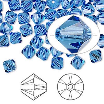 Swarovski Elements, 36 stuks Xilion Bicone kralen (5328), 6mm, sapphire