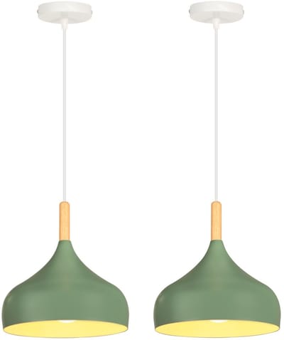 2 Stuks Hanglamp Woonkamer Moderne Plafondlamp E27 Kroonluchter voor Slaapkamer Keuken Hal Groen