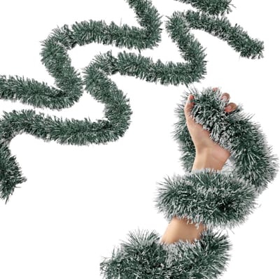 QTTVBTNA - 1 Stuk Kerst Slinger - Kerstboomversieringen - Metallic Kerst Guirlande voor Binnen & Buiten - Groene Kerst Decoratie voor Boom en Plafond - Feestelijke Nieuwjaars Versiering voor in Huis - 2 Meter