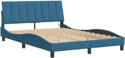 Tweepersoons Bedframe met LED-verlichting Fluweel Blauw 120x200 cm