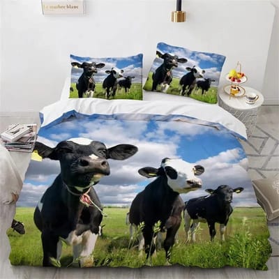 Boerderijdier Dekbedovertrek Hert Eland Beddengoedset Microvezel Koe Dekbedovertrek Volledig Eenpersoons Queen voor Kinderen Volwassen Tienerkamer Decor 70x133cm 2pcs