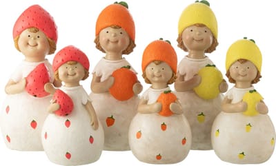 J-Line figuur Fruit Buiten - kunststof - mix - large - 3 stuks