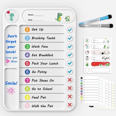 Famanu - Magnetisch routinebord Easy-Check – ADHD taaktracker met standaard – To do lijst planning tool met herbruikbare vellen