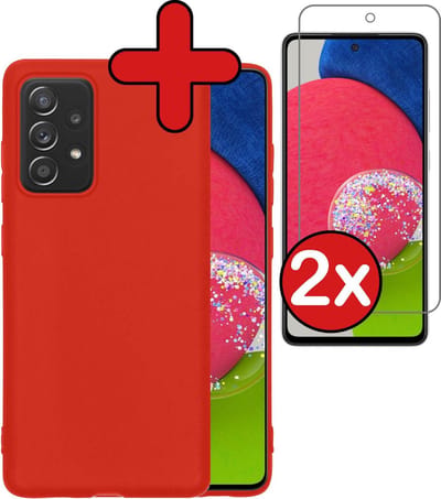 Hoesje - Met 2x Screenprotector - Geschikt voor Samsung Galaxy A52s 5G - Sterk & Shockproof - Telefoon Hoes - Back Cover - Siliconen Case - Telefoonhoes - Rood