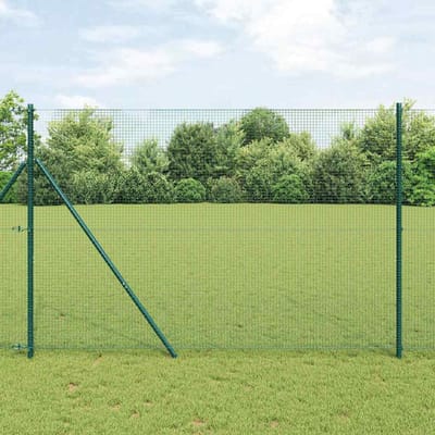 vidaXL - gelast - draadhek - met - grondbevestiging - 10 - x - 1,5 - m - Groen - Mesh