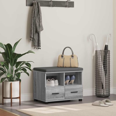 vidaXL Hallenbank met kussen met lade Grijze Sonoma 60 x 38 x 46 cm