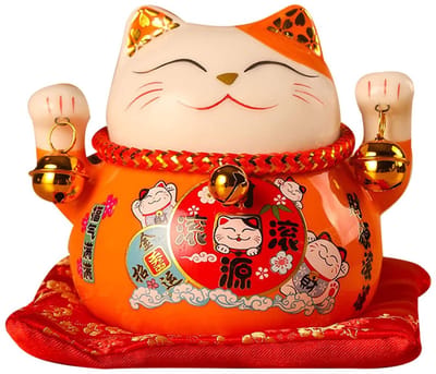 Dailygoods- Geldwisselpot Gelukkige Kat - Spaarpot Kind - Keramische Spaarpot - Decoratie - 11,43 cm - Geldbesparingsfunctie